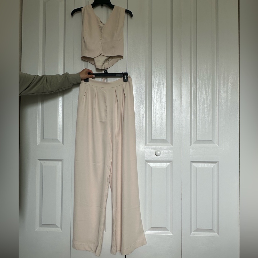 HYFVE Cream Wide Leg Pants & Top Set